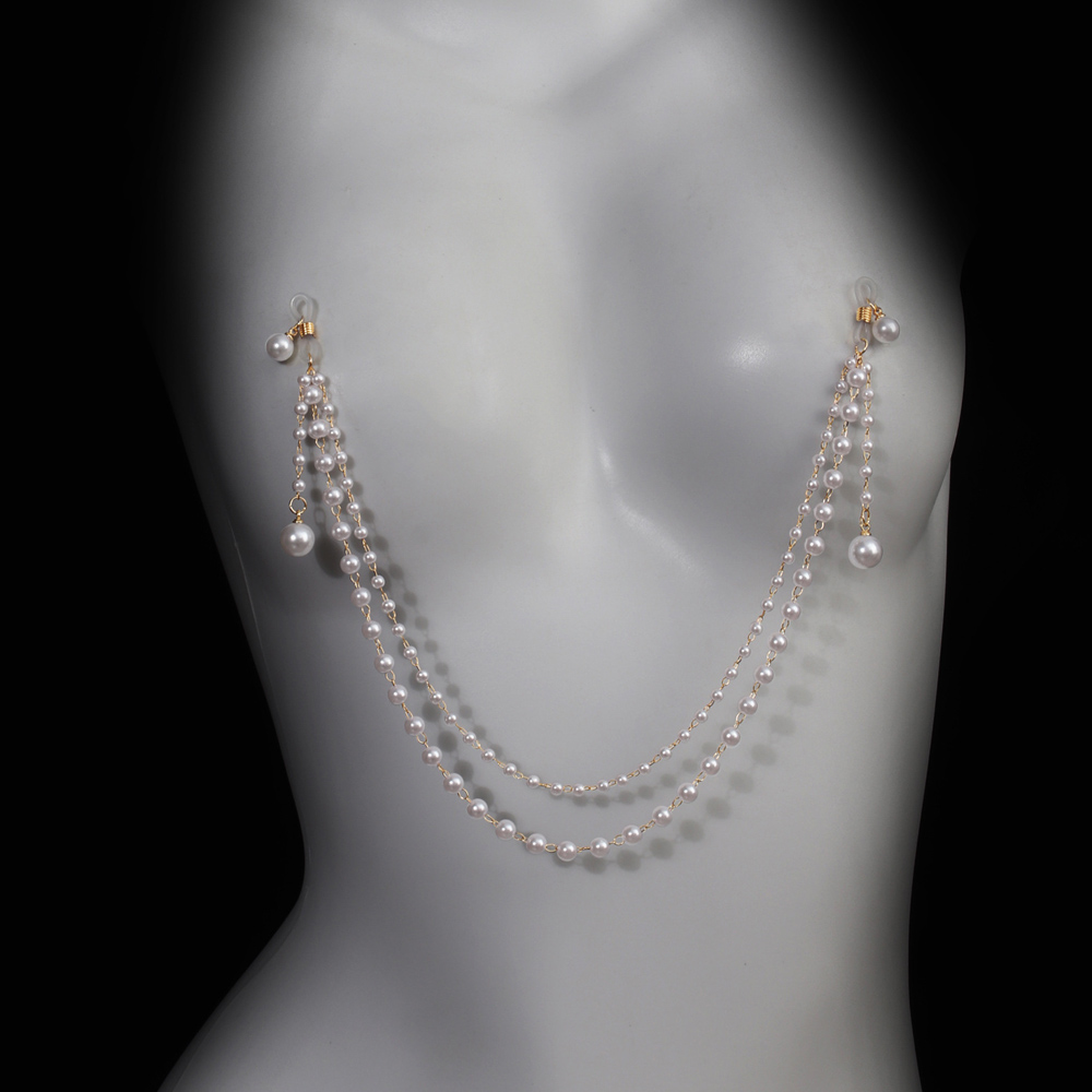 Body Jewelry Retainers - Rantai Dada Mutiara Imitasi Tanpa Tindik