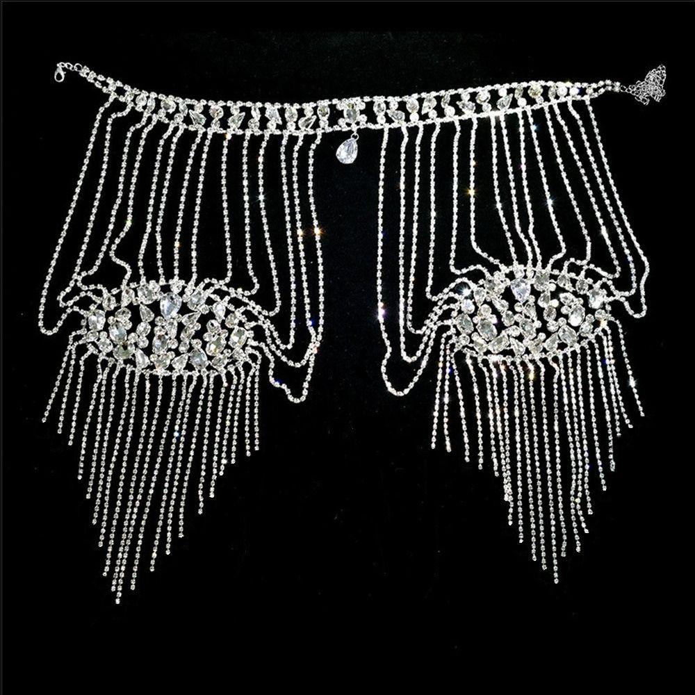 Body Jewelry Necklace - Kalung Bahu Berhias Batu Rhinestone Desain