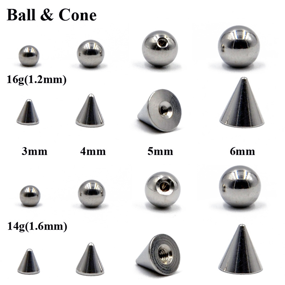 Body Jewelry Replacement Ball - 100 Buah/Lot Baja 14G 16G Tindik