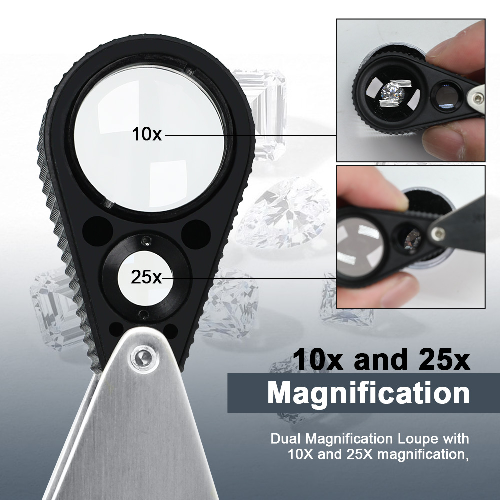 Body Jewelry Repair - Kaca Pembesar Perhiasan Ganda 10X 25X