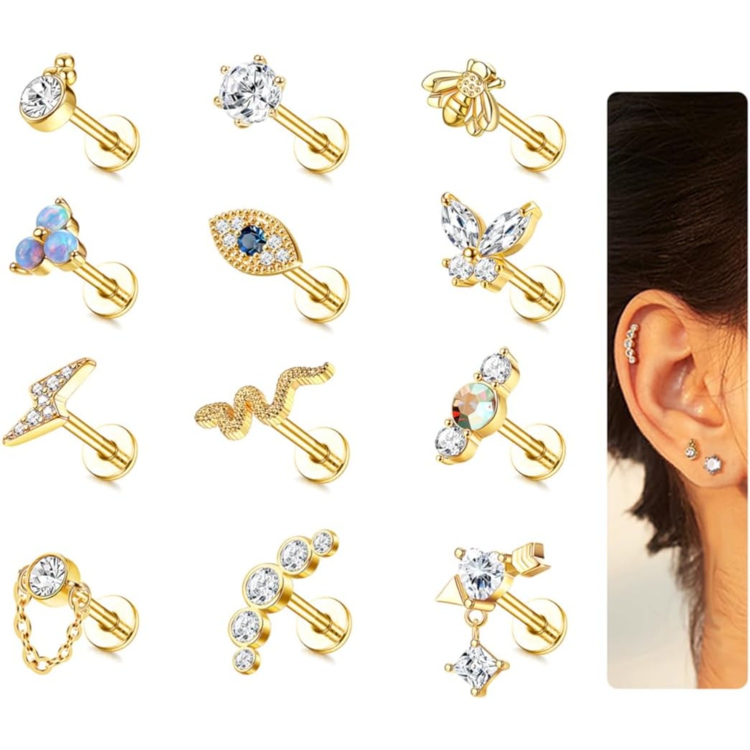 Anting-anting tulang rawan Bob - Body Jewelry Surgical Steel ulasan dan harga