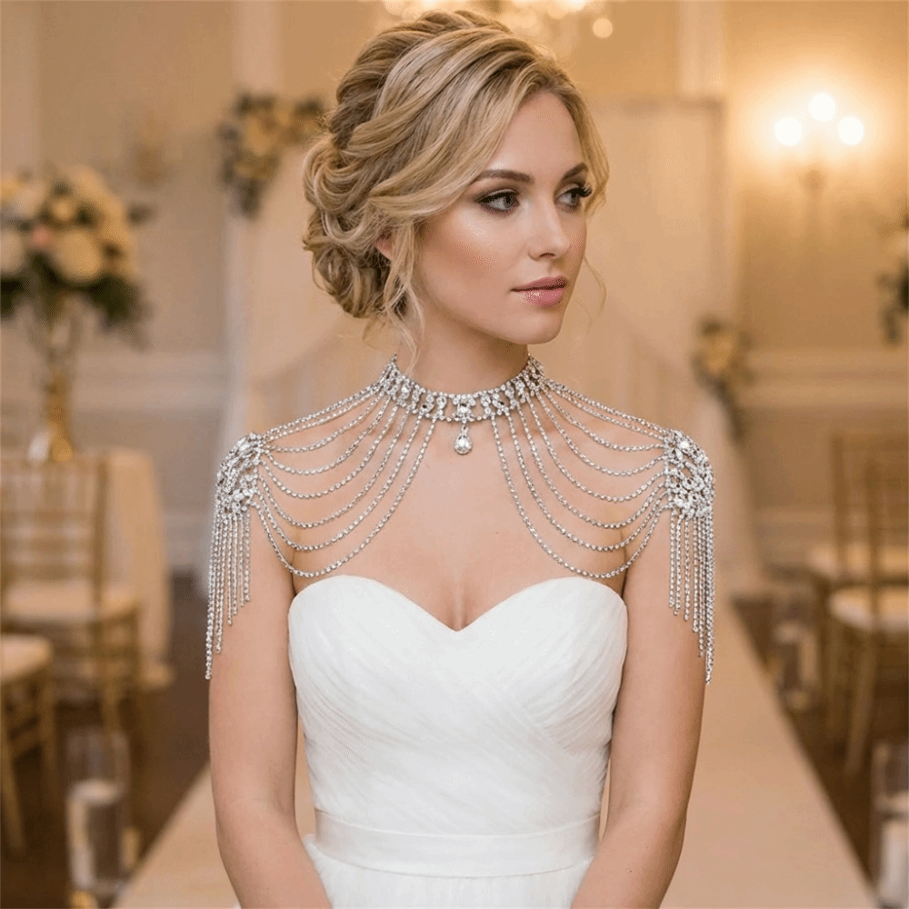 Kalung Bahu Berhias Batu Rhine - Body Jewelry Necklace ulasan dan harga