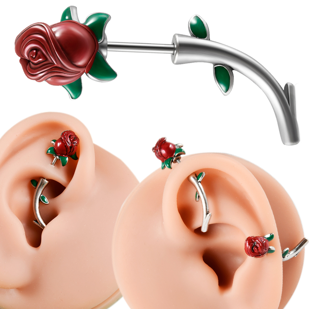 1 buah bedah baja merah bunga  - Body Jewelry Surgical Steel ulasan dan harga