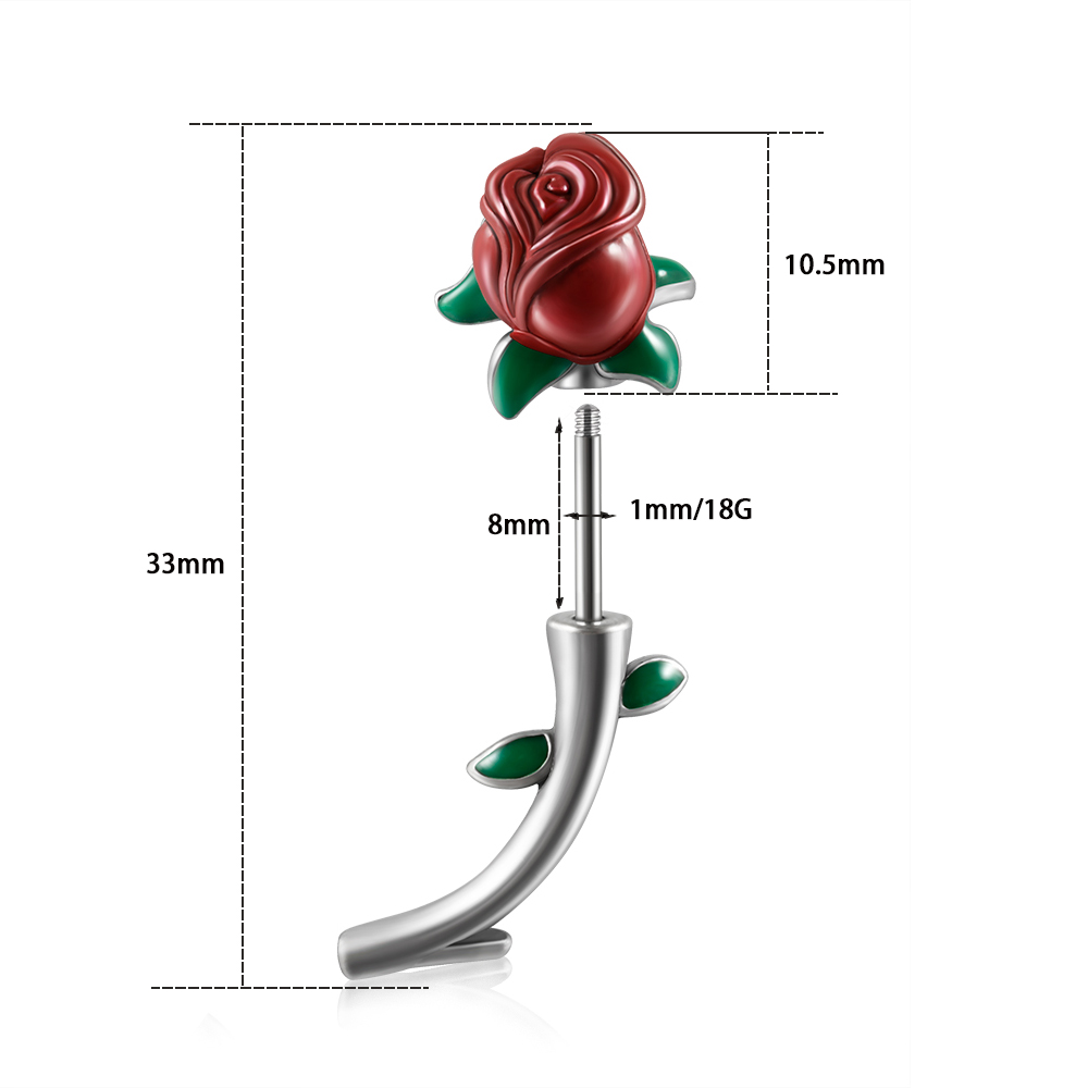 1 buah bedah baja merah bunga  - Body Jewelry Surgical Steel ulasan dan harga