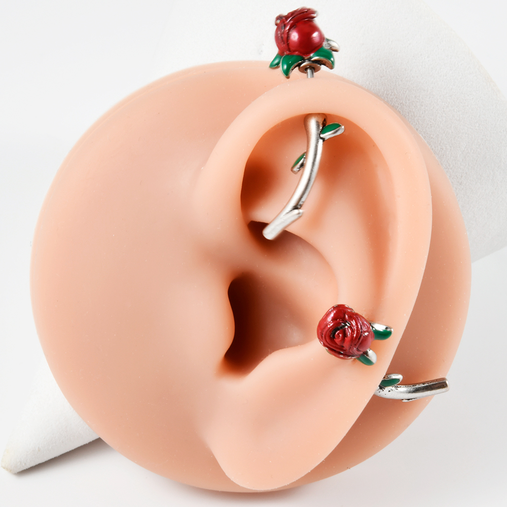 1 buah bedah baja merah bunga  - Body Jewelry Surgical Steel ulasan dan harga