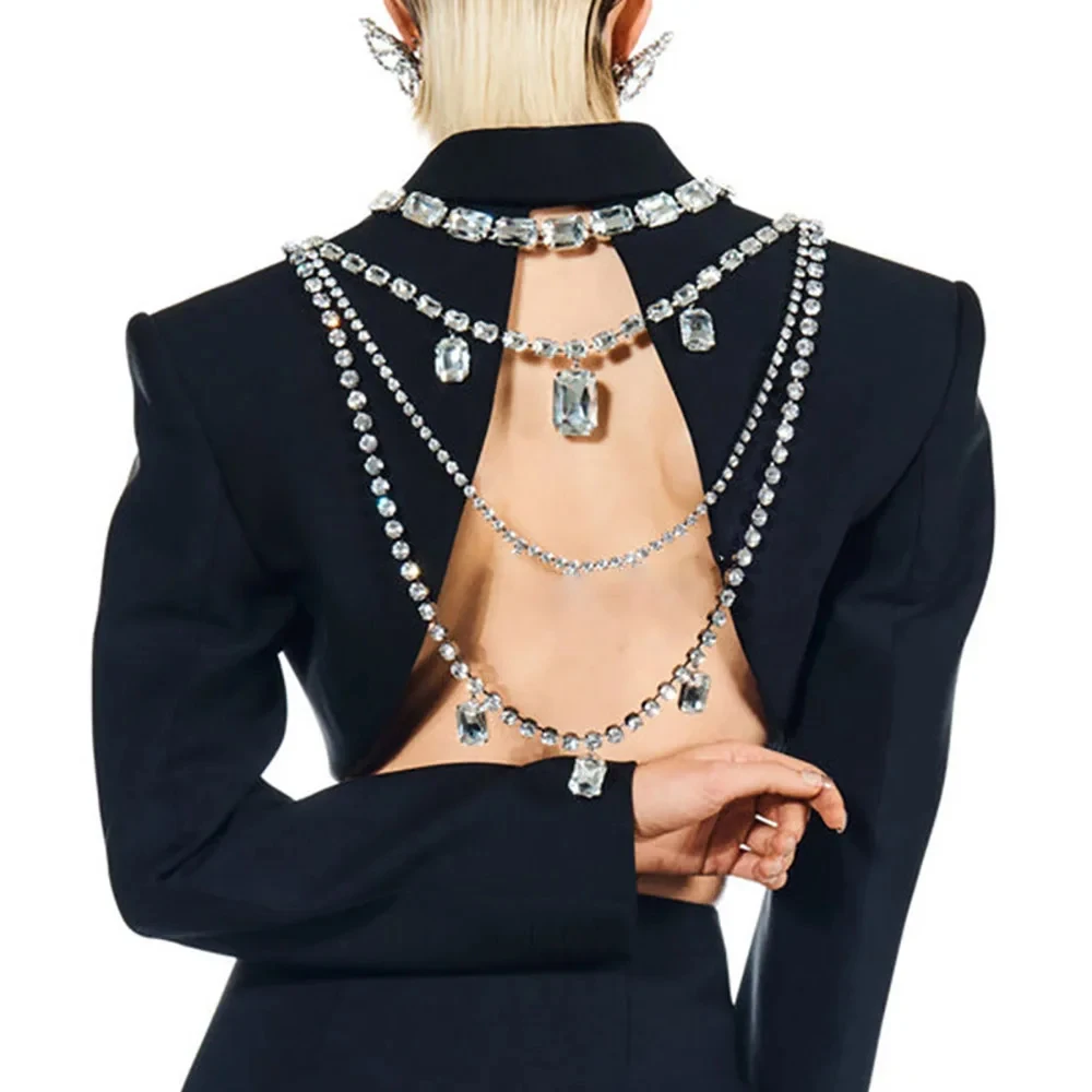Bersinar berlian imitasi panja - Body Jewelry Necklace ulasan dan harga