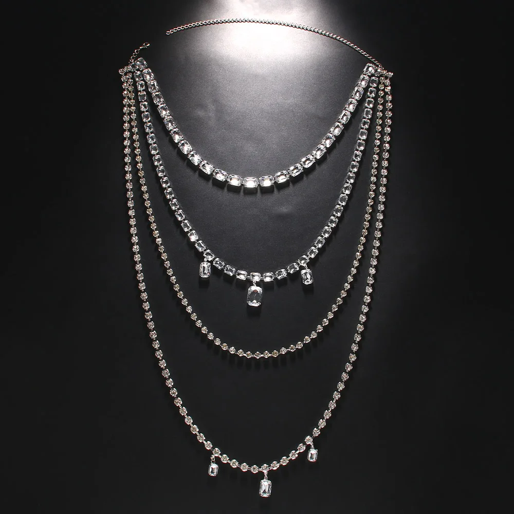 Bersinar berlian imitasi panja - Body Jewelry Necklace ulasan dan harga