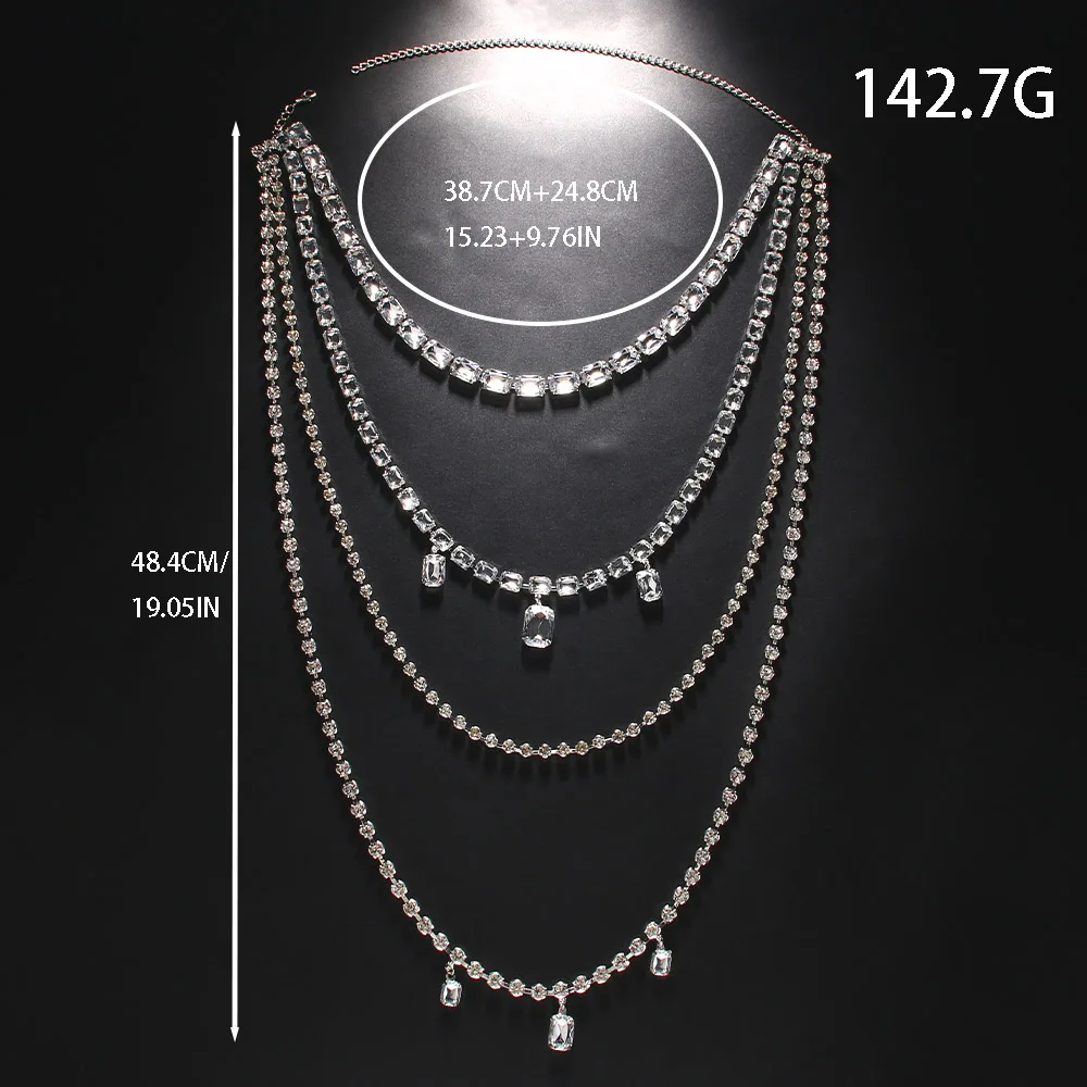Bersinar berlian imitasi panja - Body Jewelry Necklace ulasan dan harga