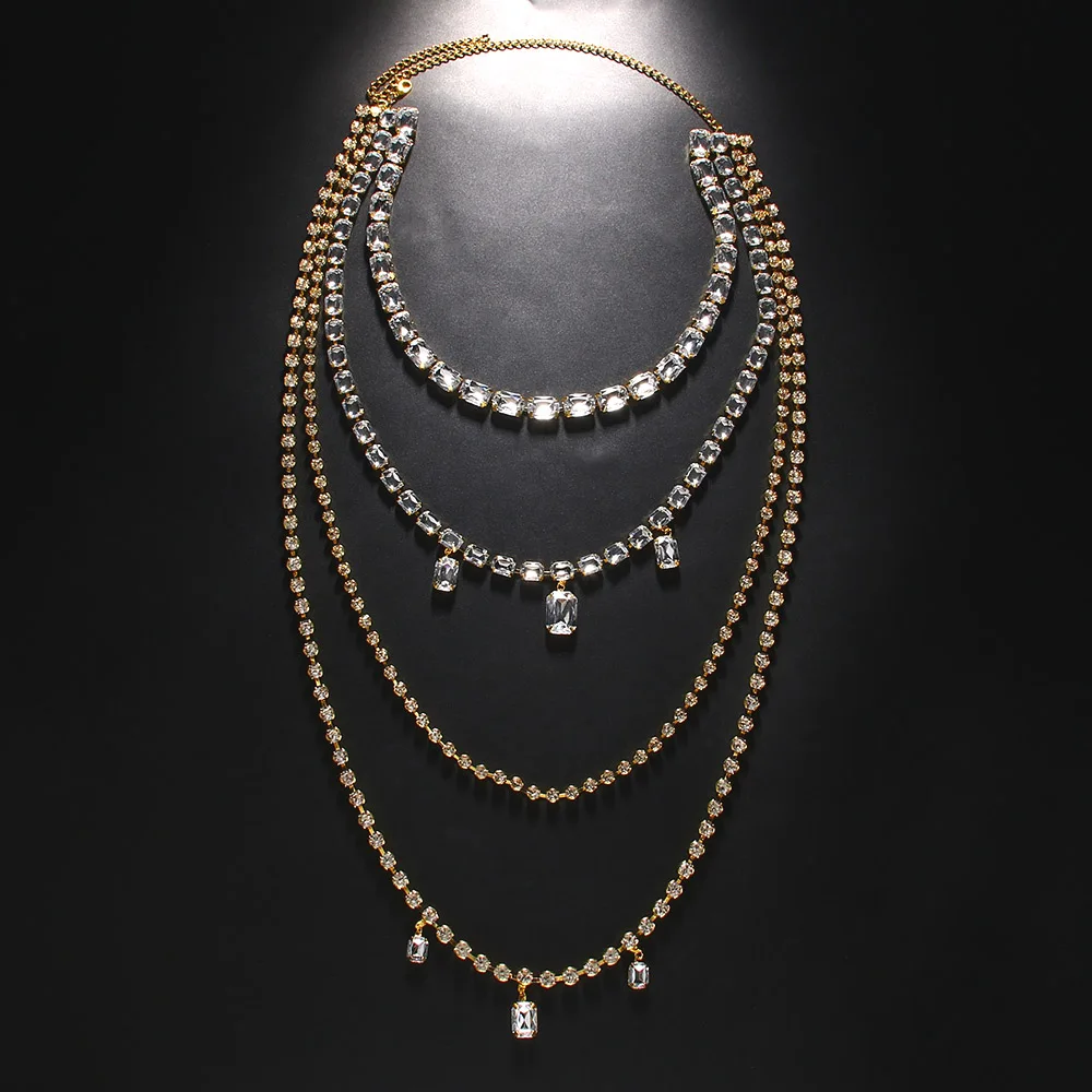 Bersinar berlian imitasi panja - Body Jewelry Necklace ulasan dan harga
