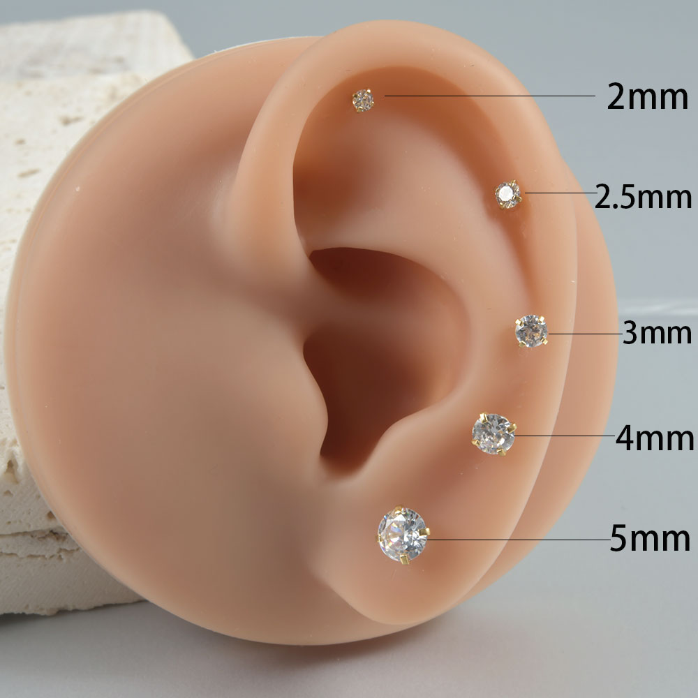 1 Pasang anting zirkon bulat p - Body Jewelry Surgical Steel ulasan dan harga